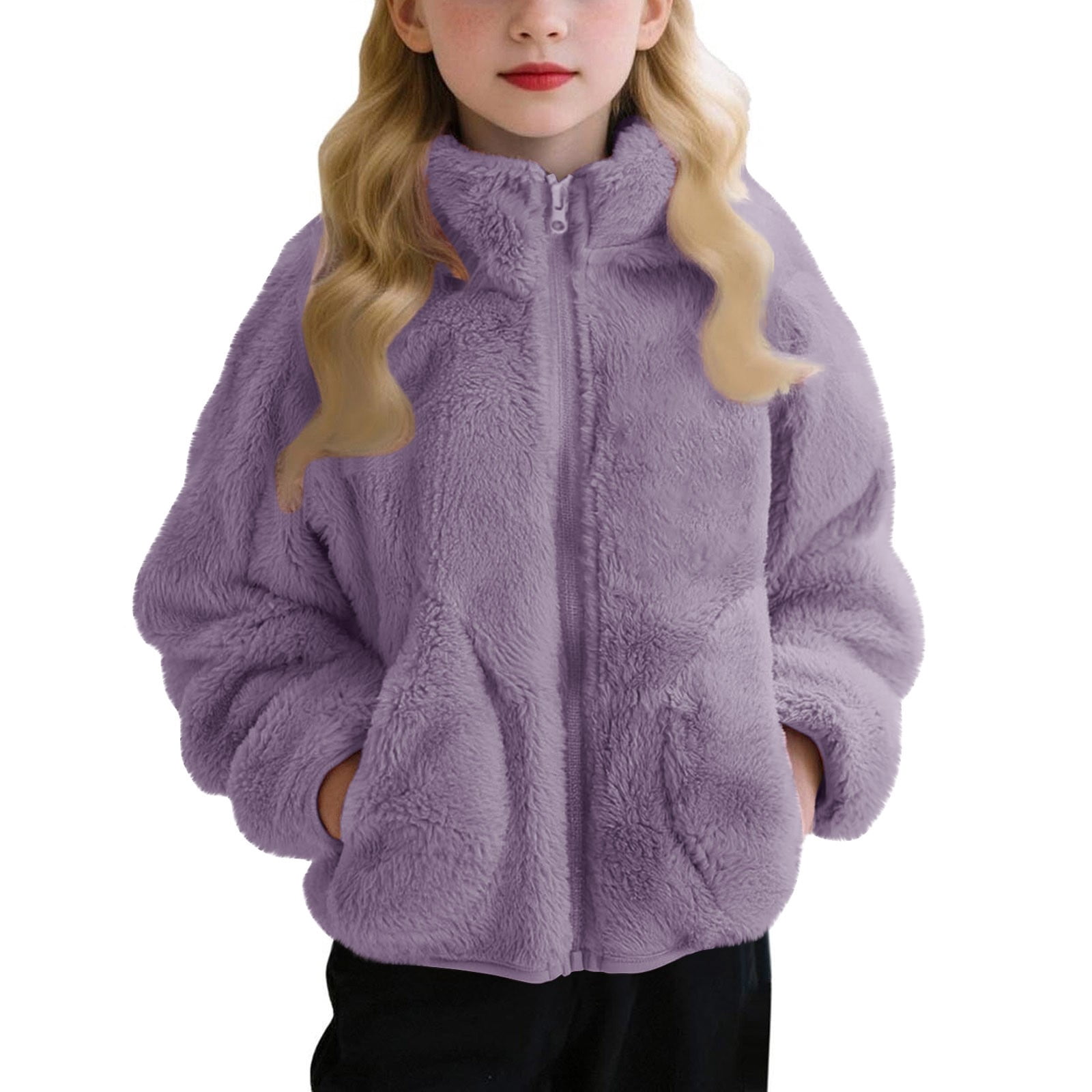 Followme Girls Sherpa Lined Sweater Jacket - Hooded Fall & Winter Coat In Fun Prints (Sizes 2T-16) - View #3