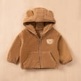 thumbnail image 1 of Girls' Fleece Jacket Kids Fluffy Warm Coat Young Girls Zip Up Plaid Hooded Clothes Teens Winter Outerwear Brown 1-2 Years, 1 of 7