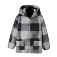 thumbnail image 1 of Girls Fleece Jacket Plaid Flannel Zip Up Hoodie Sherpa Lined Winter Warm Soft Hooded Coat with Pockets 8-14 Years, 1 of 6