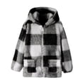 thumbnail image 1 of Girls Fleece Jacket Plaid Flannel Zip Up Hoodie Sherpa Lined Winter Warm Soft Hooded Coat with Pockets 8-14 Years, 1 of 6