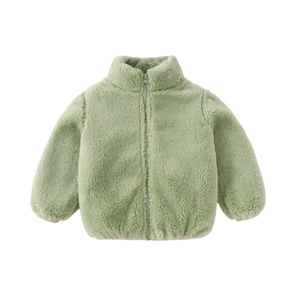Girls Fleece Jacket Sherpa Fall Winter Full Zip Fuzzy Coat Outwear Light Green 120