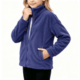 thumbnail image 1 of Girls Fleece Jacket with Pockets Warm Turtleneck Full Zip Casual Kids Winter Hoodless Jackets Navy 10, 1 of 8