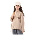 thumbnail image 1 of Girls' Fleece Jackets & Coats Girls Fleece Kids' Ultra Soft Sherpa Fleece Hoodie Sweatshirt for Boys and Girls Winter Color Block Button Hoodie Jacket Coat with Pocket Beige 15-16 Years, 1 of 9