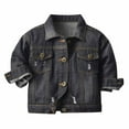 thumbnail image 1 of Girls Fleece Jackets with Hood Kids Toddler Shirt Denim Long Sleeve Jackets Baby Boys Girls Fall Shirt Coat Outwear New Fall Jackets Winter Outerwear Black 4-5T, 1 of 8