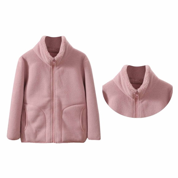 Girls Fleece Jackets Winter Coat Boys Long Sleeve Lightweight Zip Up Fuzzy Jacket Kids Girl Jackets 7-8 Years