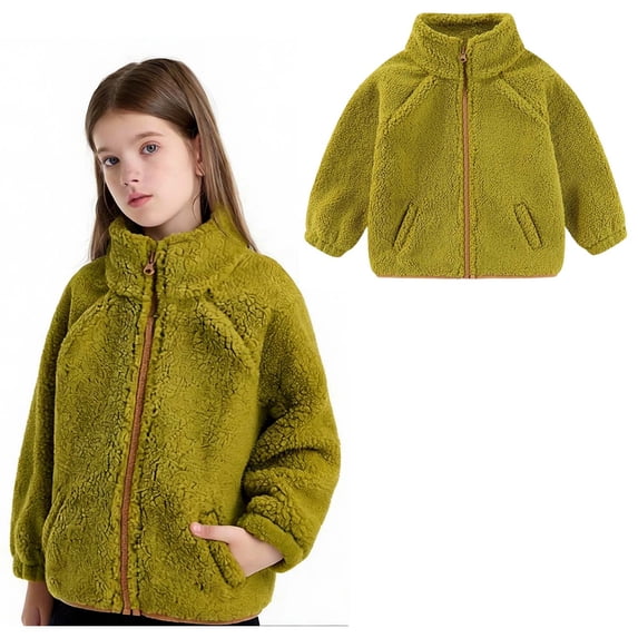Girls Fleece Jackets Winter Coat Boys Long Sleeve Lightweight Zip Up Fuzzy Jacket Winter Baby Girl Clothes 12-24 Months