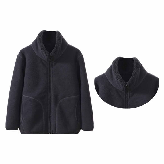 Girls Fleece Jackets Winter Coat Boys Long Sleeve Lightweight Zip Up Fuzzy Jacket Winter Coats for Kids 7-8 Years