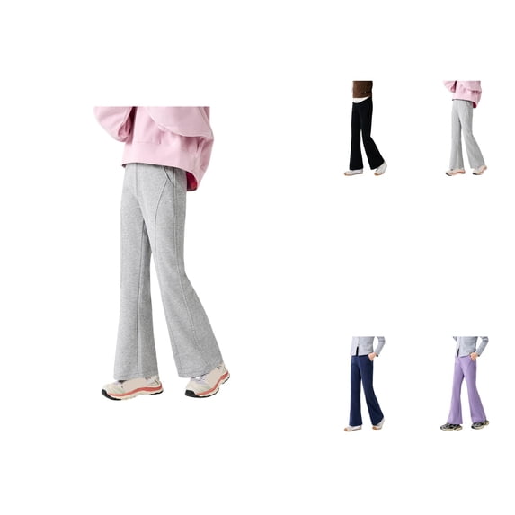 Girls Lined Flared Joggers â Warm Winter High Waisted Bootcut Pants for Kids, Soft Stretchy Casual Everyday Wear