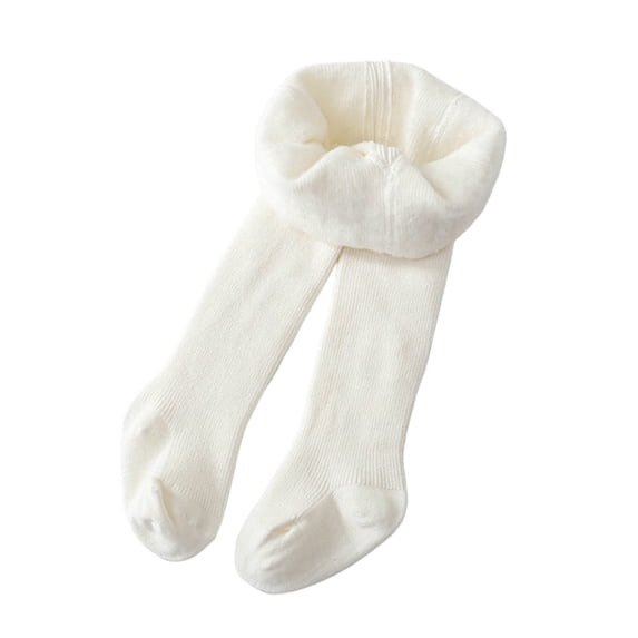 Girls Fleece Lined Leggings High Waisted Thick Footed Tights Stretchy Warm Solid Color Winter Pants 0M-8Y, White 1-3 Years