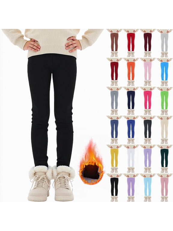 Girls Fleece Lined Leggings Kids Winter Warm Pants Thick Thermal Leggings 6-12 Months 12-24 Months 2t 3t 4t 5t 6t 7t 8t 9t Children(Light Purple,3-4 Years)