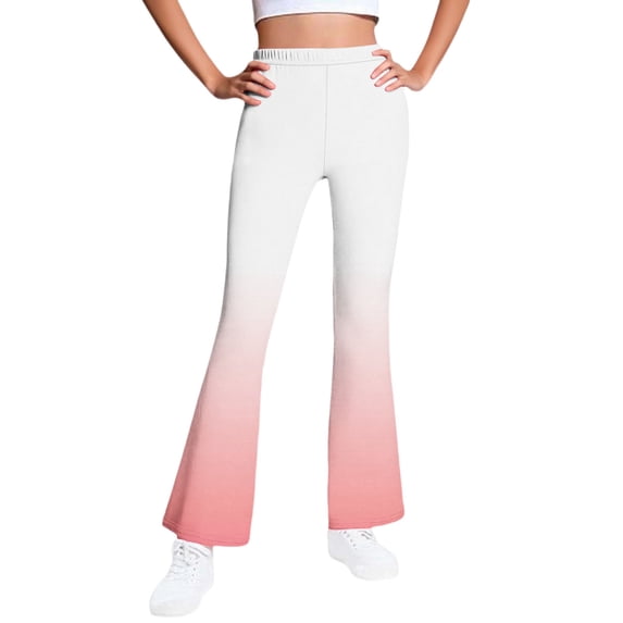 Girls Fleece Lined Leggings Size 10-12 Winter Warm Gradient Flared Pants High Waisted Soft Thermal Pants, 11 Y