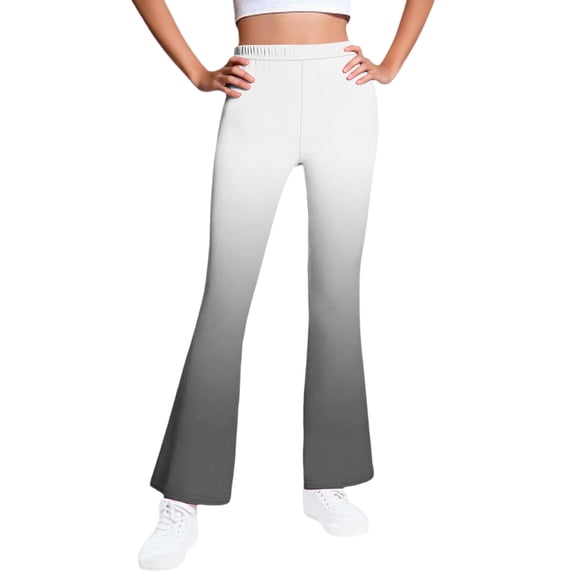 Girls Fleece Lined Leggings Size 10-12 Winter Warm Gradient Flared Pants High Waisted Soft Thermal Pants, 9 Y