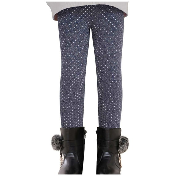 Girls Fleece Lined Leggings Toddler Kids Winter Warm Cute Thermal Tights Printed Full Length Pants Cold Days (4T, Gray 01)