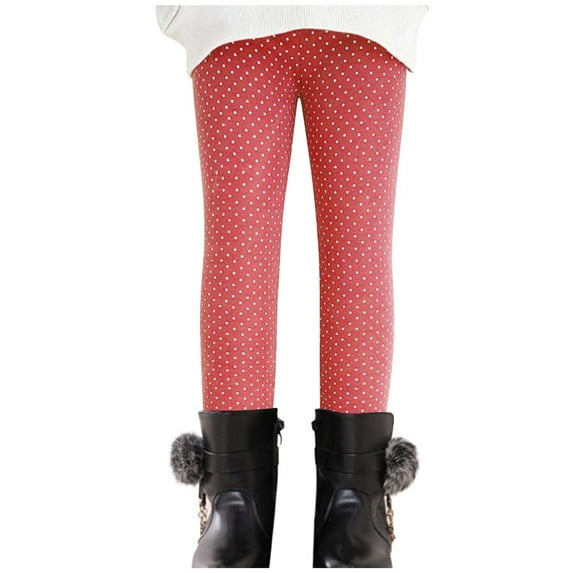 Girls Fleece Lined Leggings Toddler Kids Winter Warm Cute Thermal Tights Printed Full Length Pants Cold Days (6T, Pink 01)