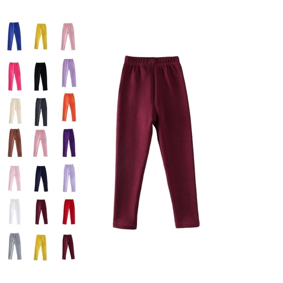 Girls Fleece Lined Leggings Winter Warm Leggings Thick Thermal Pants for Toddler Kids Teen Tights Full Length Wine 100
