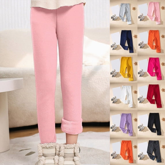 Girls Fleece Lined Leggings Winter Warm Toddler Kids Pants 6-12 Months 12-24 Months 2t 3t 4t 5t 6t 7t 8t 9t Children(Hot Pink,7-8 Years)