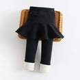 thumbnail image 1 of Girls Fleece Lined Leggings with Skirt Solid Color Children Warm Winter Pants Kids Footless Ruffle Pantskirt Black 4-5Y, 1 of 6