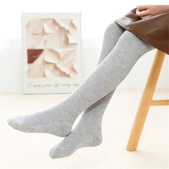 Girls Fleece Lined Ribbed Tights Warm Thick Footed Pantyhose Thermal Stockings for Cold Winter Dress Wear