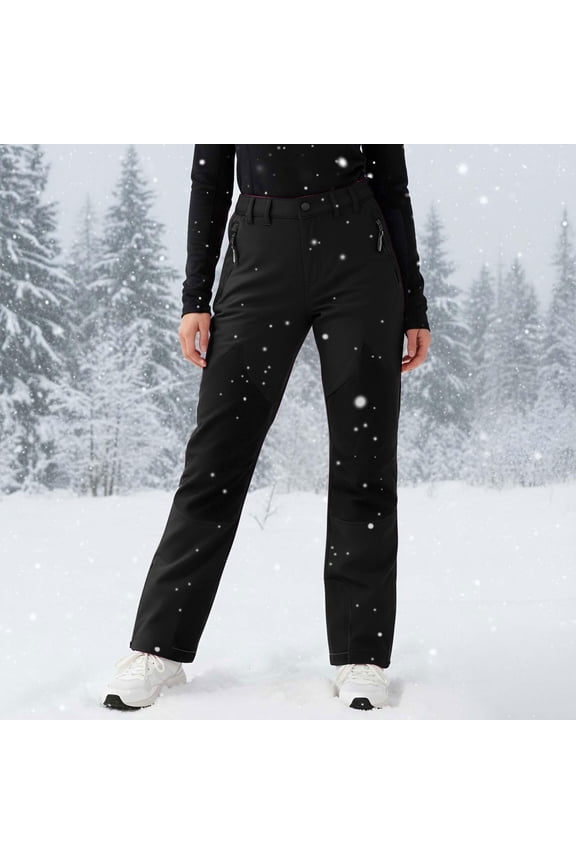 Girls' Fleece-Lined Ski Pants - Water-Resistant, Insulated, Elastic Waist for Skiing/Mountaineering/Winter Outdoor Activities (Black 150)