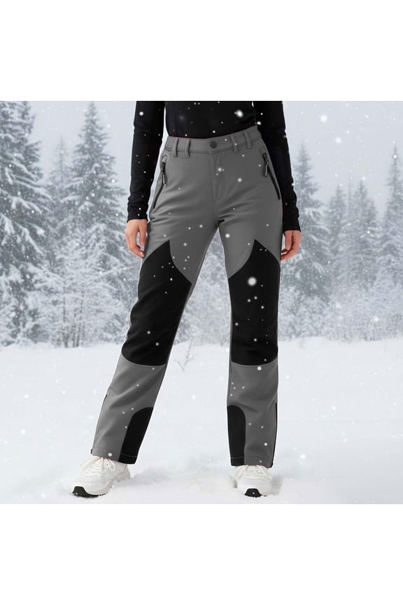 Girls' Fleece-Lined Ski Pants - Water-Resistant, Insulated, Elastic Waist for Skiing/Mountaineering/Winter Outdoor Activities (Gray 120)