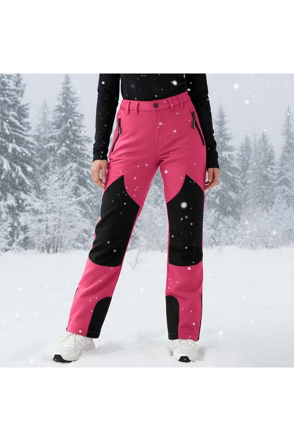 Girls' Fleece-Lined Ski Pants - Water-Resistant, Insulated, Elastic Waist for Skiing/Mountaineering/Winter Outdoor Activities (Hot Pink 120)