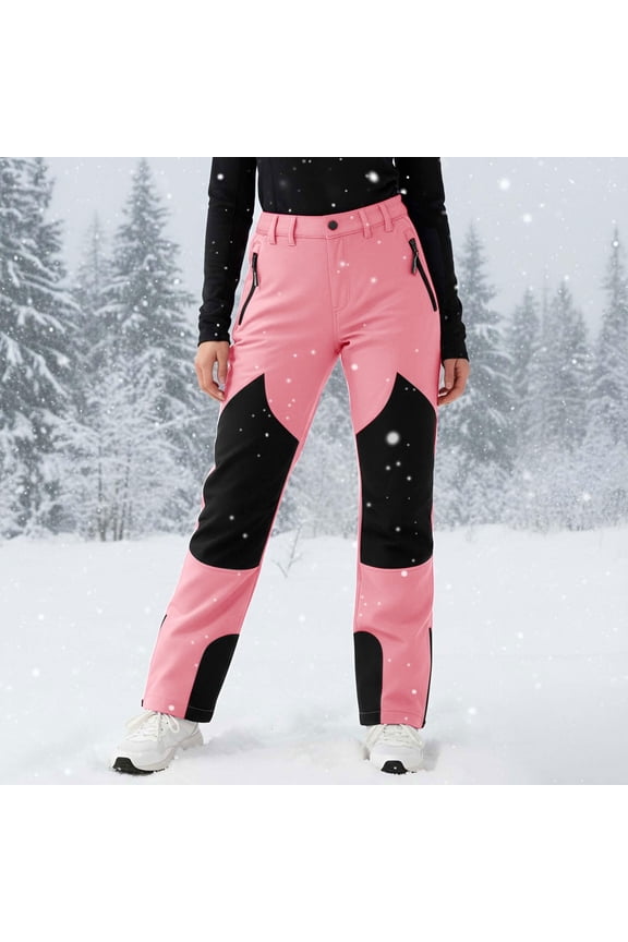 Girls' Fleece-Lined Ski Pants - Water-Resistant, Insulated, Elastic Waist for Skiing/Mountaineering/Winter Outdoor Activities (Pink 160)