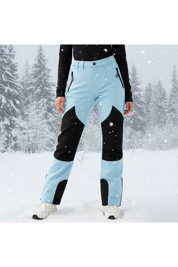 Girls' Fleece-Lined Ski Pants - Water-Resistant, Insulated, Elastic Waist for Skiing/Mountaineering/Winter Outdoor Activities (Sky Blue 160)