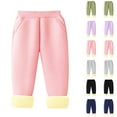 thumbnail image 1 of Girls Fleece Lined Sweatpants Elastic Waisted Sherpa Fuzzy Thickened Joggers with Pockets Kids Solid Color Thermal Pants 2025 Winter Outerwear Trousers,Sizes 3-15, 1 of 3