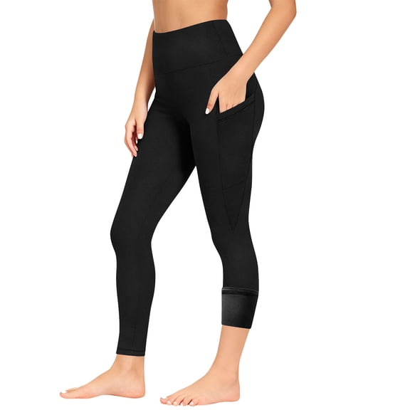 Girls Fleece Lined Yoga Leggings with Pocket Warm Soft Stretch Athletic High Waist Pants Workout Running Trouser (12 Years, Black)