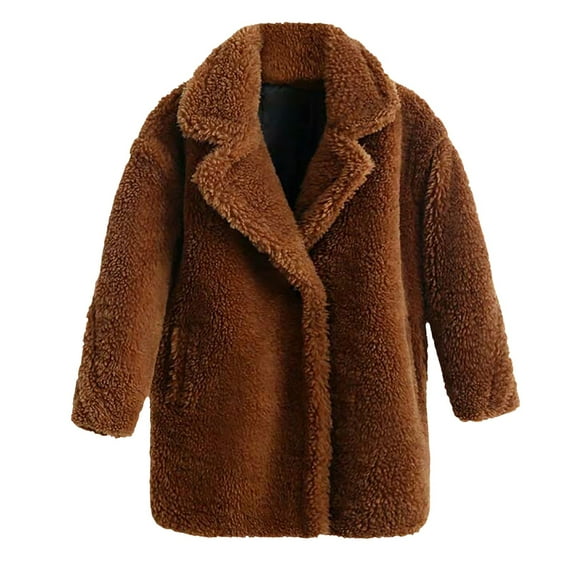 Girls Fleece Long Jacket Zip Up Soft Sherp𝐚 𝐅aux 𝐅𝐮r Coat Winter Windproof Windbreaker Tedd𝐲 Fuzzy Warm Outerwear