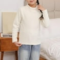 thumbnail image 1 of Girls Fleece Long Sleeve Shirts Mock Neck Pullover Sweater Solid Color Warm T-Shirts Fall Basic Tees Tops 4-16 Years, 1 of 7