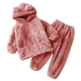 thumbnail image 1 of Girls Pajamas Set Kids Winter Pajamas Toddler Winter Warm Hooded Bear Ear Sweatshirt Tops Pants 2Pcs Fall Tracksuit Outfits Pajamas Sleepwear Set Birthday Girl Pajamas 18-24 Months, 1 of 4