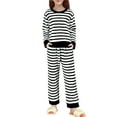 thumbnail image 1 of Girls Fleece Pants Sets Fuzzy 2 Piece Outfits Long Sleeve Pullover Striped Oversized Sweatshirt Set Sweatsuit (12-13 Years, Black), 1 of 5