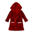 thumbnail image 1 of Girls Fleece Robe, Hooded Toddler Soft Fuzzy Bathrobe for Kids 6 Months-9 Years, 1 of 8