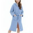 thumbnail image 1 of Girls Fleece Robe with Pockets Bear Ear Hooded Flannel Bathrobe Kids Belted Soft Plush Fuzzy Pajamas Sleepwear (7 Years, Blue), 1 of 7
