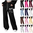 thumbnail image 1 of Girls Fleece Sweatpants Lightweight Bowknot Baggy Elastic Waist Straight Leg Jogger Kids Athletic Pants With Drawstring And Pocket, 1 of 5