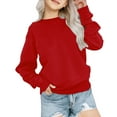 thumbnail image 1 of Girls Fleece Sweatshirt Cotton Comfy Soft Pullover Tops Loose Fit Crewneck Long Sleeve Kids Basic Solid Color School Outfits, 1 of 9