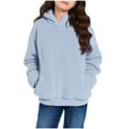 thumbnail image 1 of Girls Sweatshirt Long Sleeve Girls Blue Hoodie Warm Loose Pullover Little Girls Hoodies 11-12 Years, 1 of 5
