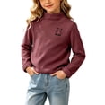 thumbnail image 1 of Girls Fleece T Shirts Casual Turtleneck Warm Long Sleeve Kids Cute Fall Winter Tops Purple 1 T, 1 of 6