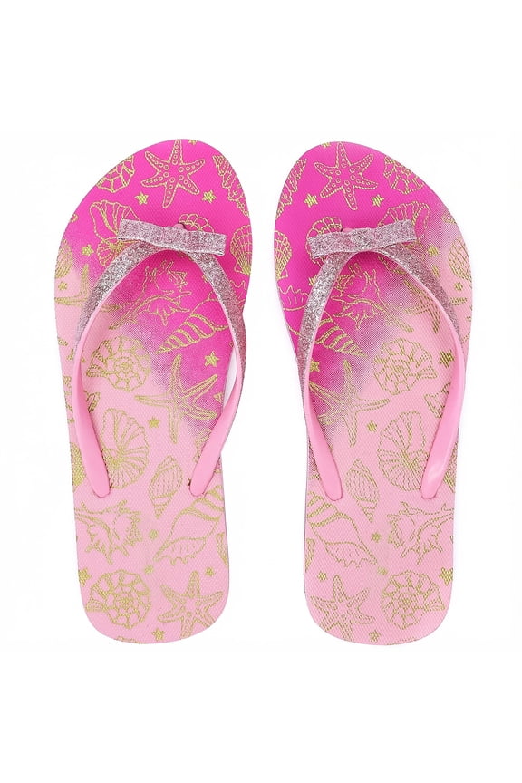 Girls Flip Flop Sandals - Little/Big Kids Animal Fruit Print, Easy-On Slide Thong Summer Beach Water Shoes