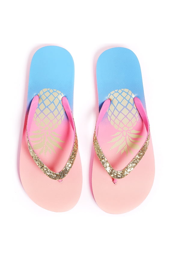 Girls Flip Flop Sandals - Little/Big Kids Animal Fruit Print, Easy-On Slide Thong Summer Beach Water Shoes