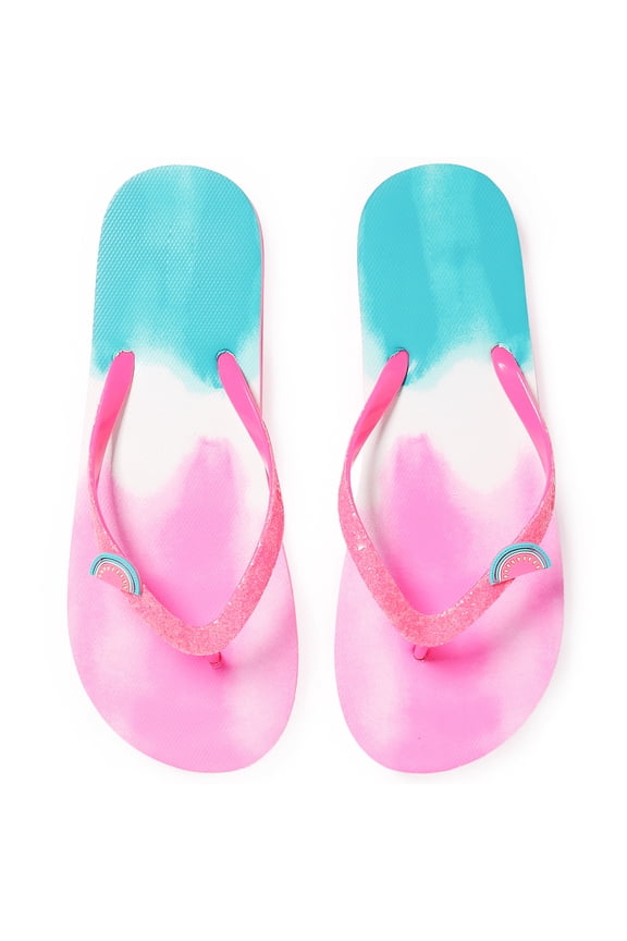 Girls Flip Flop Sandals - Little/Big Kids Animal Fruit Print, Easy-On Slide Thong Summer Beach Water Shoes