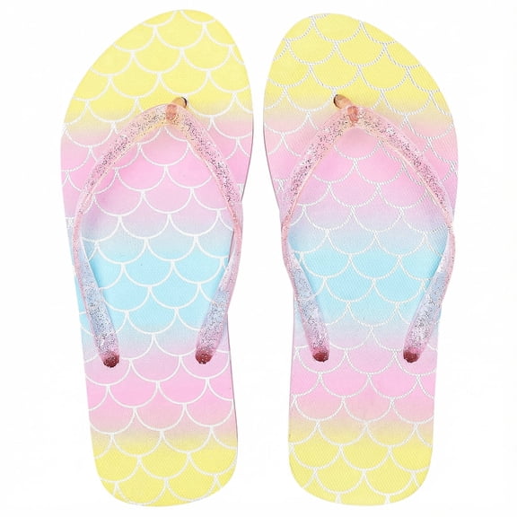Girls Flip Flop Sandals - Little/Big Kids Animal Fruit Print, Easy-On Slide Thong Summer Beach Water Shoes