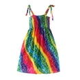 thumbnail image 1 of Girls Floral Bohemian Rainbow Flowers Sleeveless Halter Casual Beach Dresses,Size 100-160, 1 of 3