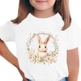 thumbnail image 1 of Girls Floral Bunny Tee White Watercolor Easter Top Spring Graphic Shirt for Kids Soft Short Sleeve,Size 13-14T, 1 of 5