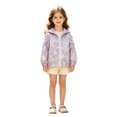 thumbnail image 1 of Girls Floral Embroidery Lightweight Hooded Sun Protection Jacket, Full Zip Long Sleeve Casual Thin Windbreaker for Kids Autumn Daily Outdoor Wear(Purple,5-6 Years), 1 of 5