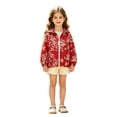 thumbnail image 1 of Girls Floral Embroidery Lightweight Hooded Sun Protection Jacket, Full Zip Long Sleeve Casual Thin Windbreaker for Kids Autumn Daily Outdoor Wear(Red,7-8 Years), 1 of 5