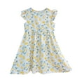 thumbnail image 1 of Girls Floral Knee Length Dress, Casual Flying Sleeve Dress for Ages 3-10,Green,120, 1 of 3