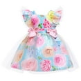 thumbnail image 1 of Girls Floral Princess Dress Bowknot Waist Pageant Wedding Costumes Gown, 1 of 7