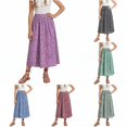 thumbnail image 1 of Girls Floral Print Long Skirt Bohemian Style A-Line Maxi Skirts for Summer Vacation Beach Casual Outfit, 1 of 7